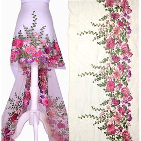 2Yards Apricot Lace 16.9'' inches Wide lace Ribbon Trim Fabric with Floral Pattern for Bridal Wedding Decorations, Sewing DIY Making, and DIY Crafts