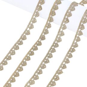 AHANDMaker 10 ياردة تقليم دانتيل القلب الملون ، 3/8 "عرض الشريط الدانتيل التطريز ، قمّع النسيج المعدني ، لخياطة الحرف اليدوية DIY غلاف الستارة الستار أكياس القبعة المنزل ديكور المنزل