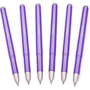 Zebra ZGE Gel Ink Stick Pens - Metallic Barrel - 0.7mm - Metallic Purple - Pack of 6