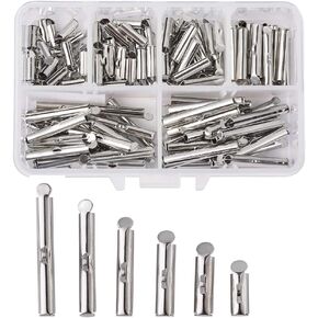 Pandahall 1Box/120pcs Iron Slide On End Clasp Tubes Slider End Caps Crimp End Tube for Round 11/0 or 8/0 Seed Beads Platinum 10mm/13mm/16mm/20mm/25mm/30mm