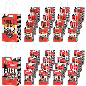Pajean Race Car Fuel Treat Bags Racing Car Party Favor Decorations Goodie Wrap Paper Bags Boxes with Handles for Birthday Baby Shower Supplies Gifts(16 Pcs)