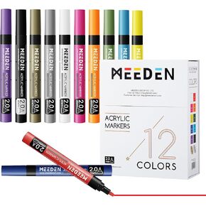 مجموعة Meeden Acrylic Markers: 30 ألوانًا ، اضغط على علامات الطلاء الأكريليك مع أطراف متوسطة وغرامة قابلة للانعكاس - علامات ماء على الخشب والرسم الصخري والنسيج واللوحة والورق والزجاج