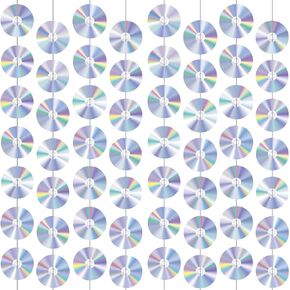 CD Disco Banners Retro 90s Theme CDs Paper Cutouts Hanging Swirl Ceiling Y2K Early 2000s Party Decorations 50s 70s 80s Music Party Favors for Music Birthday Party Wall Decor Supplies 8Pcs