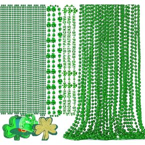 St Patricks Day Necklace Shamrock Necklace Bulk St Patricks Day Accessories for Women Green Beads St Pattys Accessories Decorations Party Favor
