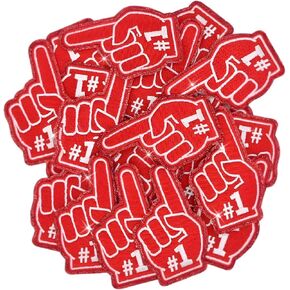 8 Pcs Game Day Patches Sports Fan Index Finger Number One Iron On Embroidered Patches for Clothes, Hat, Socks, DIY Accessories 3 x 1.6 inch (Blue)