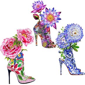 3 pcs Large Size Flower Iron on Patches High Heel Flower Sticker Iron-on Heat Transfer Decals for Jacket Jeans Clothing Decorations Clothes Accessories DIY Appliques