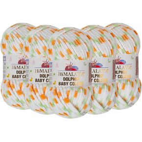 5 Skein (Pack) Himalaya Dolphin Baby Chenille Yarn ، 100 ٪ Polyester ، كل Skein 100 Gr (3.5 أوقية) ، 120 مترًا (131 YD) ، 6: Super Bulky ، Variegated - 80401