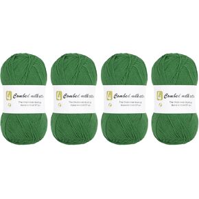 Cotton Yarn, 60% Cotton, 40% Acrylic Soft Knitting Yarn [for Hand DIY Bag Cushion Crocheting Knitting ] -4 Packages of 100g/3.52oz(Per Skein 100g/361yards)/Christmas Green in Kuwait