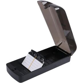 1InTheOffice Business Card Organizer, Index Card Organizer, Card Organizer Box with Dividers, A-Z Dividers, 650 Cards Capacity, Smoke/Black