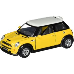 KiNSMART Mini Cooper S 5" 1:28 Scale Die Cast Metal Model Toy Car Yellow w/Pullback Action