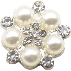 10PCS Metal Pearl Rhinestone Button for Clothing Decoration DIY Hand-Stitched Exquisite Bow Hair Accessories