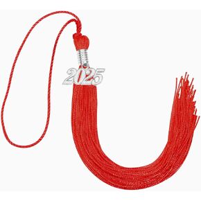 Penta Angel 2025 Graduation Tassel Soft Silky Graduation Cap Tassel Academic Decoration Tassel with Silver 2025 Year Charm for Graduate Cap Hat Party Ceremony Souvenir Gifts (Black)