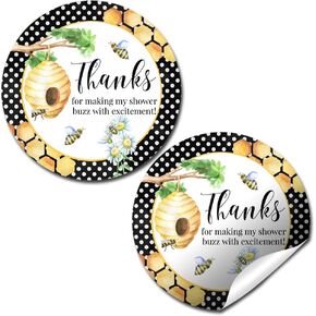 Beautiful Bumble Bee Bridal Shower Party Stickers, 40 2" Party Circle Labels for Favors, Envelope Seals & Treat Bags