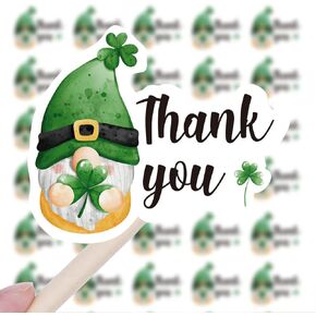 200 PCS Thank You Gnome Patrick's Day Stickers,Cute Small Business Envelopes Stickers for Business Packages/Handmade Goods/Bags,Patrick's Day Theme Small Shop Business Stickers for Envelopes Seals