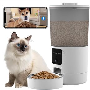 Automatic Cat Feeder with 2K Camera: 5G WiFi Automatic Dog Feeder with Night Vision,Cat Food Dispenser with 6L Large Food Storage Container,for Multiple Pet,Detachable for Easy Clean