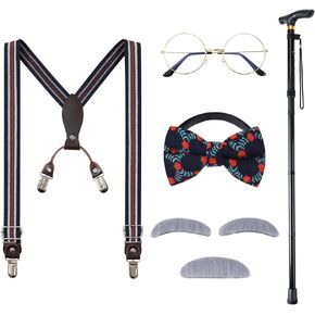 Weixinbuy Old Man Costume for Kids 100 Days of School Costume for Baby Boys Grandpa Costume Accessories 5 PCS