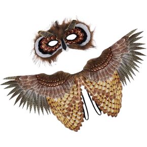Toddmomy Kids Owl Wings Wings مجموعة مع قناع ، وبوم عيد الهالوين أقنعة البومة البومة Cosplay Wings Wings Costum