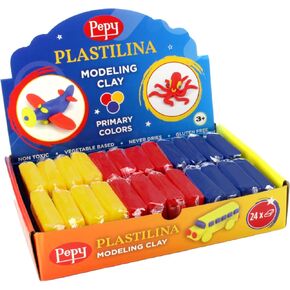 Pepy Plastilina Reusable and Non-Drying Modeling Clay; Set of 24 Bars, 1.4 Ounce Each, 8 Each of 3 Colors, Perfect for Arts and Crafts Projects, Primary Colors …