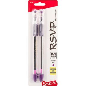 Pentel R.S.V.P. Ballpoint Pen, Medium Line, Red Ink, 2/Pack (BK91BP2B)