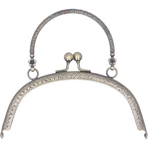 Purse Clasp Frame with Handle, Metal Purse Frame with Embossed Arch Handle Kiss Clasp Lock Frame for Purse Making Bag Kiss Clasp Lock for DIY Craft Purse Bag Clutch Making 16.5cm(Bronze)