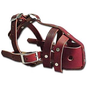 Latigo Leather Safety Dog Muzzle Snout, Burgundy, 4-14"