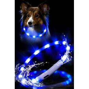 Waterproof LED Dog Collar USB Rechargeable Light Up Dog Collars Lights for Night Walking Lighted Safety Training & Behavior Aids for Small Medium to Large Dogs