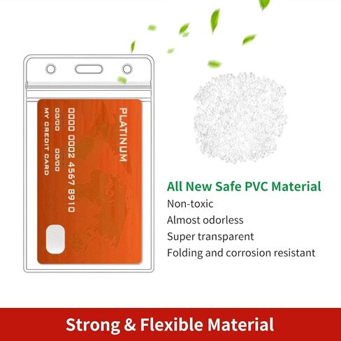 50 Pcs Clear ID Badge Holder, Vertical Plastic Name Tag Protector, Key Card Badge Holders with Waterproof Resealable Zipper for Nurses, Office, School and Lanyards Use in Kuwait