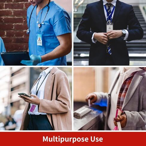 50 Pcs Clear ID Badge Holder, Vertical Plastic Name Tag Protector, Key Card Badge Holders with Waterproof Resealable Zipper for Nurses, Office, School and Lanyards Use in Kuwait