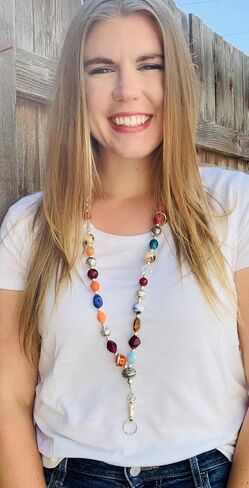 Hidden Hollow Beads Chunky Women's Beaded Lanyard, 34" Made in USA, ID Card Badge Holder Teacher Nurse Keys Keychain Cruise in Saudi Arabia