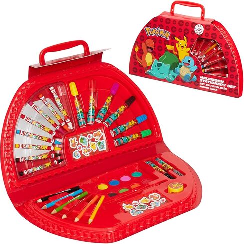 Pokemon Art Supplies for Kids, 40+ Pcs, Painting Coloring Set Travel Case - Gifts for Kids (Black/Red) in Kuwait