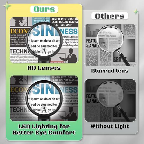 10X 30X Hands Free Magnifying Glass for Reading, Magnifying Glass with Light for Close Work, Flexible Gooseneck Large Magnifier for Reading Books,Sewing Seniors(Black) in Saudi Arabia