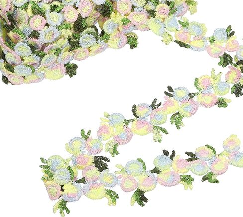 uxcell Yellow Lace Trim Ribbon, 0.9" x 5 Yards Polyester Embroidered Crochet Lace Trim Fabric for Sewing, Wedding Decorations, Headbands, DIY Crafts Making in Saudi Arabia