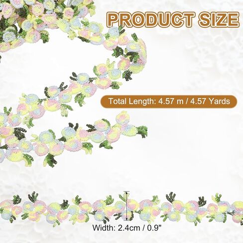 uxcell Yellow Lace Trim Ribbon, 0.9" x 5 Yards Polyester Embroidered Crochet Lace Trim Fabric for Sewing, Wedding Decorations, Headbands, DIY Crafts Making in Saudi Arabia