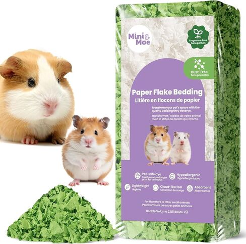 mini&moe Hamster Bedding: Moisture Absorbent and Dust-Free Natural Paper Small Pet Bedding - for Guinea Pigs, Hamsters, and Rabbits, 12 Liters in Saudi Arabia