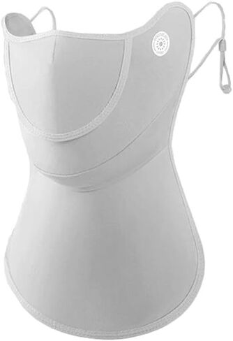 Unisex Sunscreen Mask with Detachable Hat-Brim Adjustable Ear Loop Breathable Ice Silk Face Cover UV Protection for Summer Outdoor Sports Grey in Saudi Arabia
