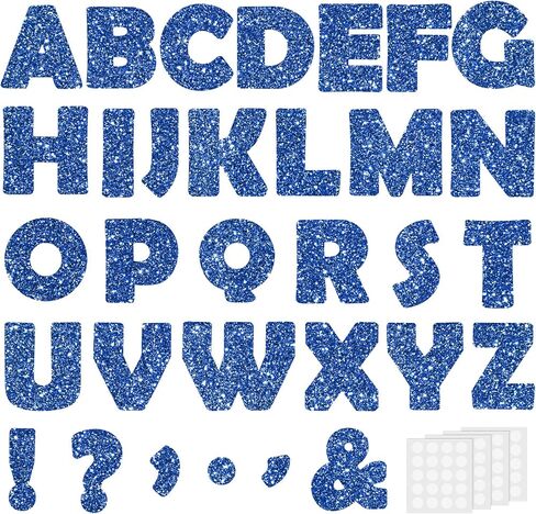 Meetory 154Pcs Glitter Black Bulletin Board Letters for Classroom 7", Large Font Bulletin Board Letters and Punctuation Cutouts Set Alphabet Poster Board with Adhesive Dots for School Classroom Wall in Saudi Arabia
