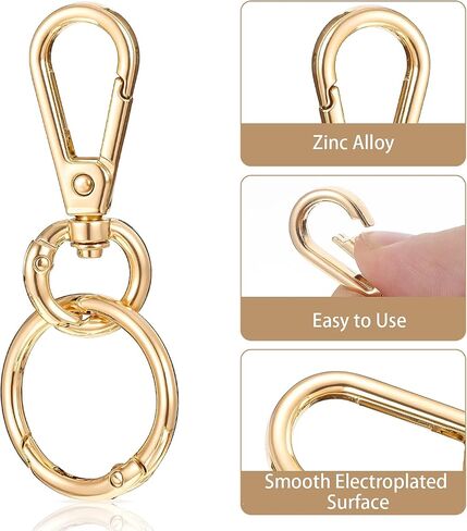 2 Sets Swivel Clasp Clip, Metal Swivel Snap Hooks Gold Keychain Clip Key Chain Hooks with Key Ring Keychain Clasp for Key Lanyard Jewelry Making DIY Crafts(2) in Saudi Arabia