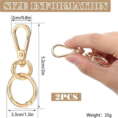 2 Sets Swivel Clasp Clip, Metal Swivel Snap Hooks Gold Keychain Clip Key Chain Hooks with Key Ring Keychain Clasp for Key Lanyard Jewelry Making DIY Crafts(2) in Saudi Arabia