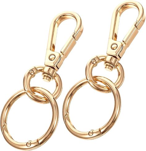 2 Sets Swivel Clasp Clip, Metal Swivel Snap Hooks Gold Keychain Clip Key Chain Hooks with Key Ring Keychain Clasp for Key Lanyard Jewelry Making DIY Crafts(2) in Saudi Arabia