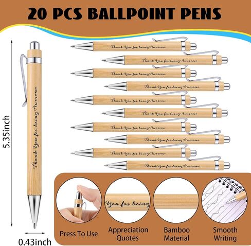 20 Sets Employee Appreciation Gifts Inspirational Spiral Notebooks with Sticky Notes Notepads Motivational Bamboo Ballpoint Pens for Nurse Coworker Teacher (THANK YOU) in Saudi Arabia