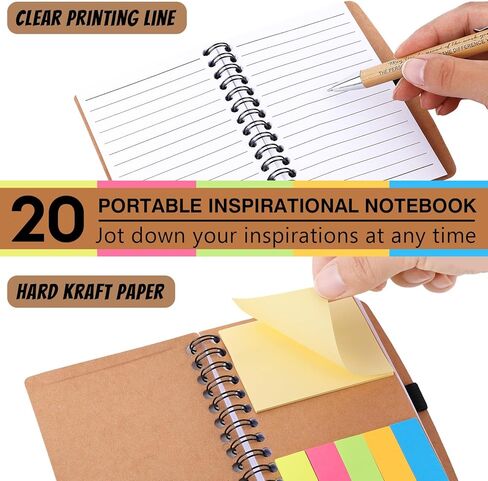 20 Sets Employee Appreciation Gifts Inspirational Spiral Notebooks with Sticky Notes Notepads Motivational Bamboo Ballpoint Pens for Nurse Coworker Teacher (THANK YOU) in Kuwait