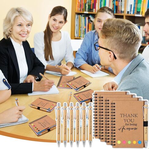 20 Sets Employee Appreciation Gifts Inspirational Spiral Notebooks with Sticky Notes Notepads Motivational Bamboo Ballpoint Pens for Nurse Coworker Teacher (THANK YOU) in Saudi Arabia