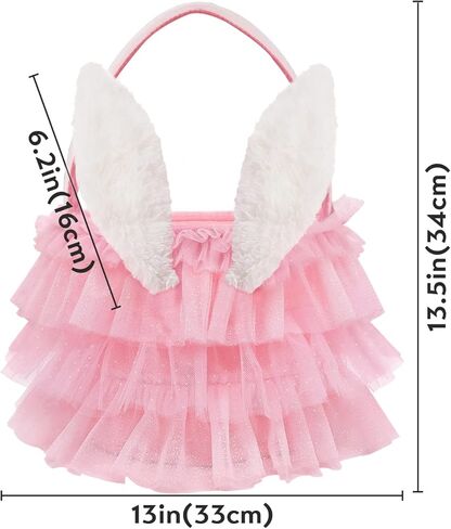 سلة عيد الفصح Tutu ، تول زاحف اللون الوردي مع أذنين أرنب رقيق ، حفل عيد الفصح يفضل الحفلات الهدايا للبنات ، وبيض البيض. in Kuwait