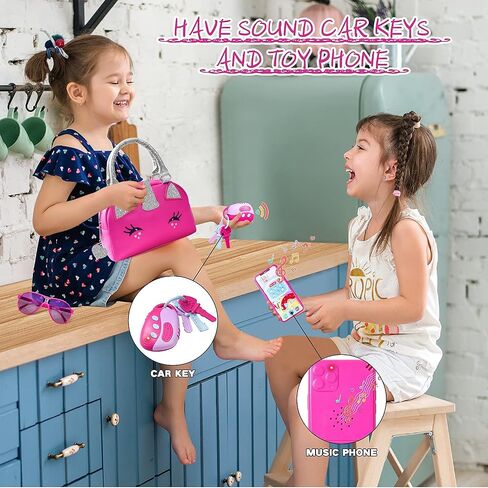 FFTROC Unicorns Pretend Play Toddler Girl Purse with Makeup Toys Set, Little Girls Purse Toys for 3 4 5 6 7 Year Old Girl Gifts, Kids Purse for Christmas, Birthday Gifts for Ages 3-5 4-5 6-8 in Kuwait