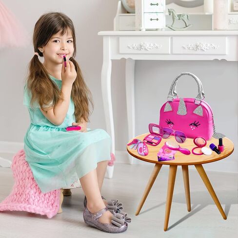 FFTROC Unicorns Pretend Play Toddler Girl Purse with Makeup Toys Set, Little Girls Purse Toys for 3 4 5 6 7 Year Old Girl Gifts, Kids Purse for Christmas, Birthday Gifts for Ages 3-5 4-5 6-8 in Kuwait