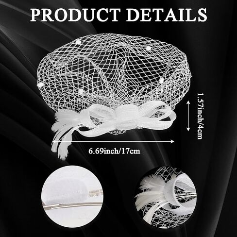 Heliltd 6pcs 1920s Fascinators for Women Tea Party Fascinator Hat for Women Black Hat Gloves Lace Fan Pearl Jewelry Set in Saudi Arabia