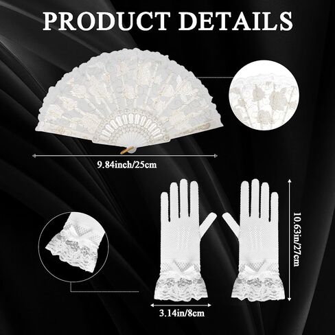 Heliltd 6pcs 1920s Fascinators for Women Tea Party Fascinator Hat for Women Black Hat Gloves Lace Fan Pearl Jewelry Set in Saudi Arabia