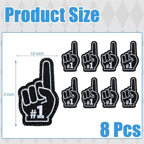 8 Pcs Game Day Patches Sports Fan Index Finger Number One Iron On Embroidered Patches for Clothes, Hat, Socks, DIY Accessories 3 x 1.6 inch (Blue) in Saudi Arabia
