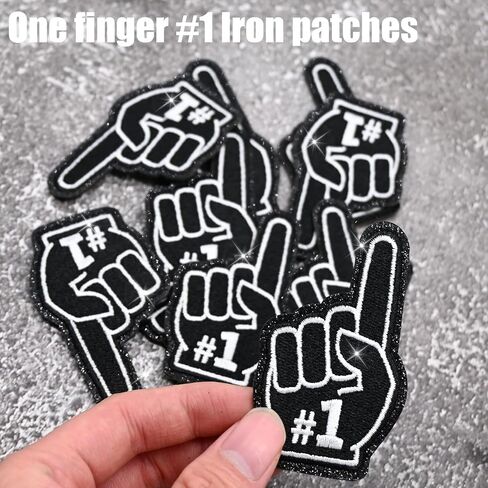 8 Pcs Game Day Patches Sports Fan Index Finger Number One Iron On Embroidered Patches for Clothes, Hat, Socks, DIY Accessories 3 x 1.6 inch (Blue) in Saudi Arabia