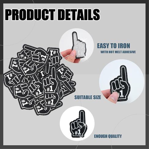 8 Pcs Game Day Patches Sports Fan Index Finger Number One Iron On Embroidered Patches for Clothes, Hat, Socks, DIY Accessories 3 x 1.6 inch (Blue) in Saudi Arabia